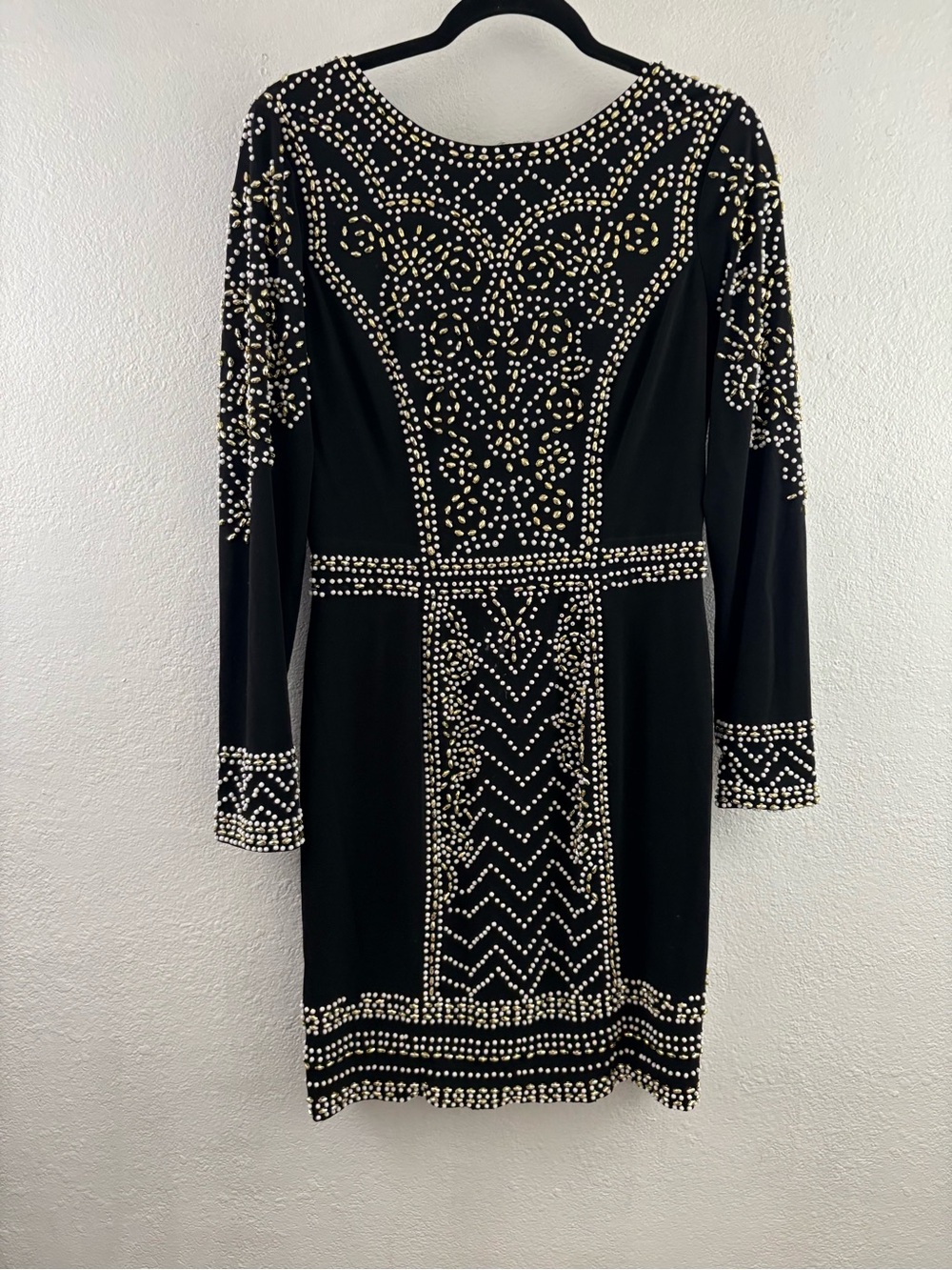 Speechless black  long sleeve bodycon dress beaded embellishments size 11